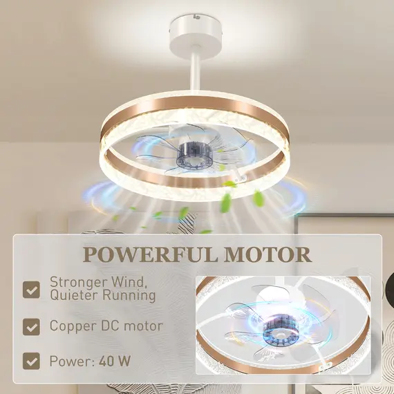Buy Ceiling Fan with LED Light and Remote - Gold Tone, 6 image