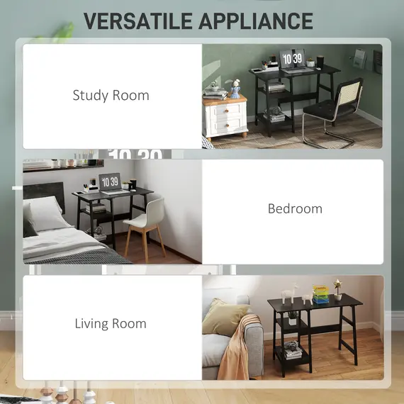 Buy Compact Computer Desk with Storage Shelves, Study Table with Bookshelf, PC Table Workstation for Home Office, Study, Easy Assembly, 106 x 51cm, Black, 6 image