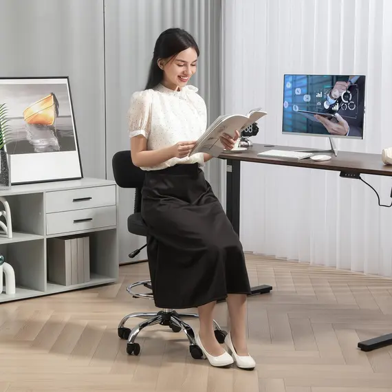 Buy Drafting Chair, Office Chair with Backrest and Adjustable Footrest, Height Adjustable Stool, Leather Padded Rolling Task Chair for Home Office, Black, 7 image