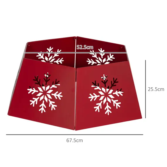 Buy Christmas Tree Collar, Hexagon Christmas Tree Base Cover with Hollow Snowflake Patterns, Xmas Decoration for Party, Holiday, Home, Red, 3 image