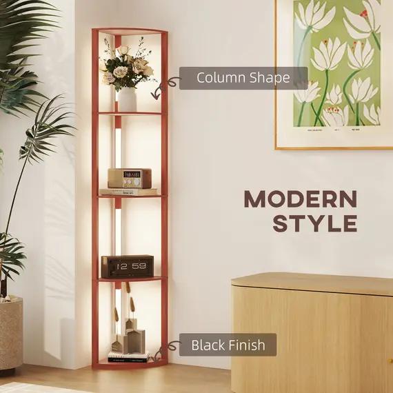 Buy Corner Floor Lamp for Living Room Bedroom with Dimmable Warm White LED Light, Modern Tall Standing Lamp, Brown, 4 image