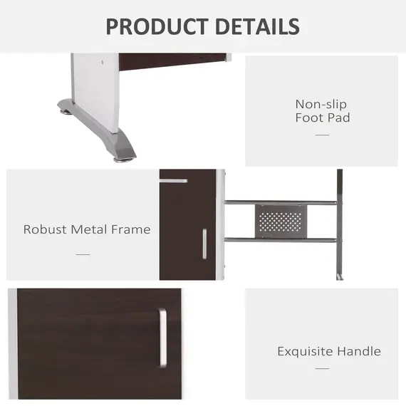 Buy Computer Desk with Sliding Keyboard Tray, Storage Drawers and Host Box Shelf, Home Office Desk, Study Workstation, 100 x 52 x 75cm, Black Walnut, 5 image
