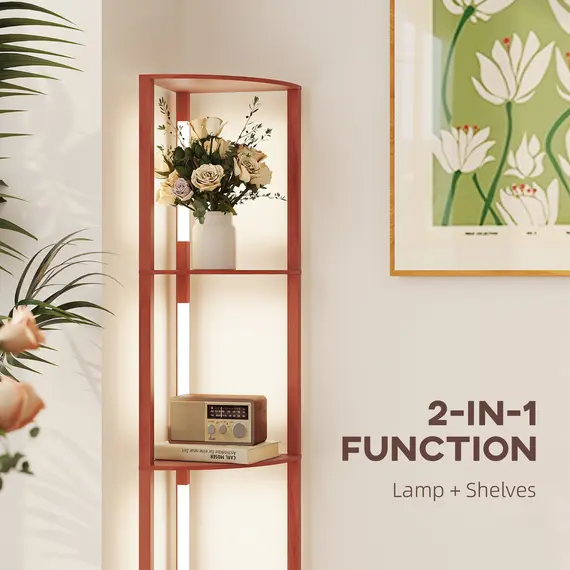 Buy Corner Floor Lamp for Living Room Bedroom with Dimmable Warm White LED Light, Modern Tall Standing Lamp, Brown, 8 image