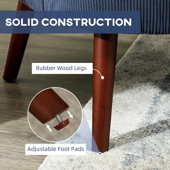 Buy Corduroy Retro Accent Chair - Blue, 7 image