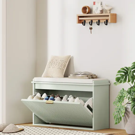 Buy Elegant Eight Shoe Bench, with Top Seat - Green, 2 image