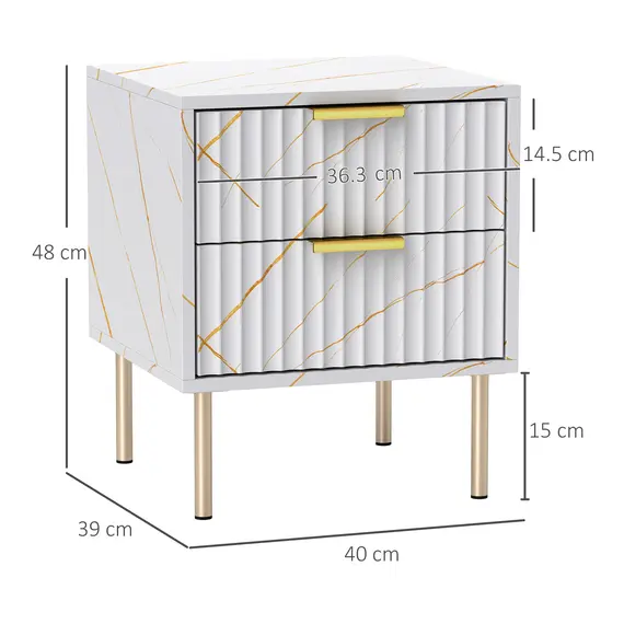 Buy Elegant Two-Drawer Bedside Table - White, 3 image
