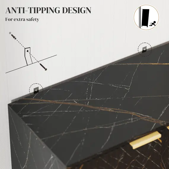 Buy Elegant Storage Sideboard - Black/Gold-Tone, 7 image