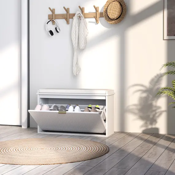 Buy Elegant Eight Shoe Bench, with Top Seat - White, 8 image