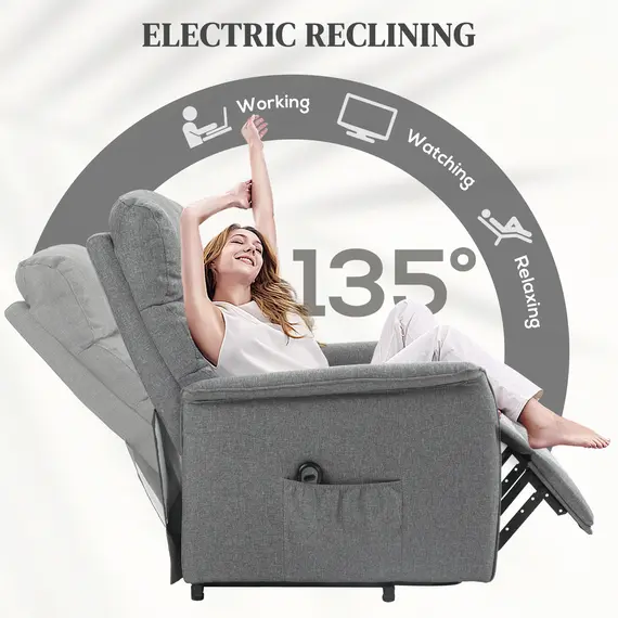 Buy Electric Riser Recline Armchair, with Footrest - Grey, 5 image