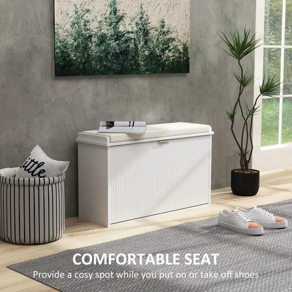 Buy Elegant Eight Shoe Bench, with Top Seat - White, 4 image