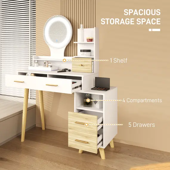 Buy Elegant Dressing Table, with Storage - White, 5 image