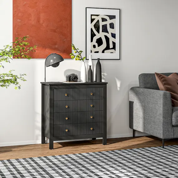 Buy Elegant Chest of Five Drawers - Black, 8 image