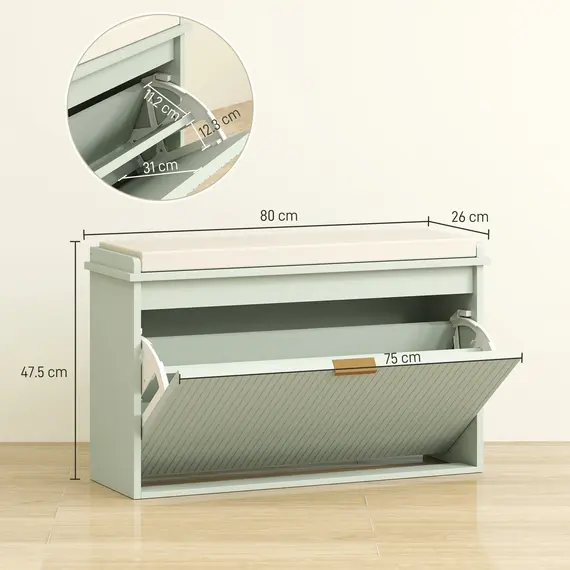 Buy Elegant Eight Shoe Bench, with Top Seat - Green, 3 image