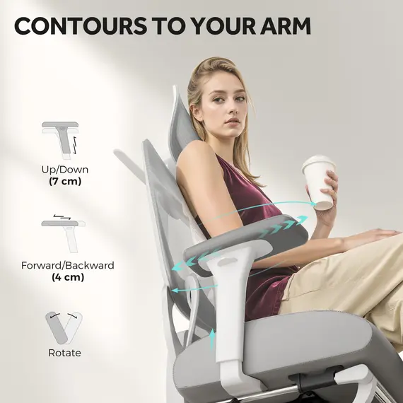 Buy Ergonomic and Adjustable Office Chair - Grey, 7 image