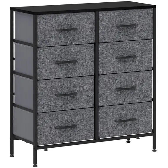 Buy Fabric Chest of Drawers, Storage Drawers, Industrial Bedroom Dresser with 8 Fabric Drawers, Steel Frame and Wooden Top for Nursery, Living Room, Hallway, Black