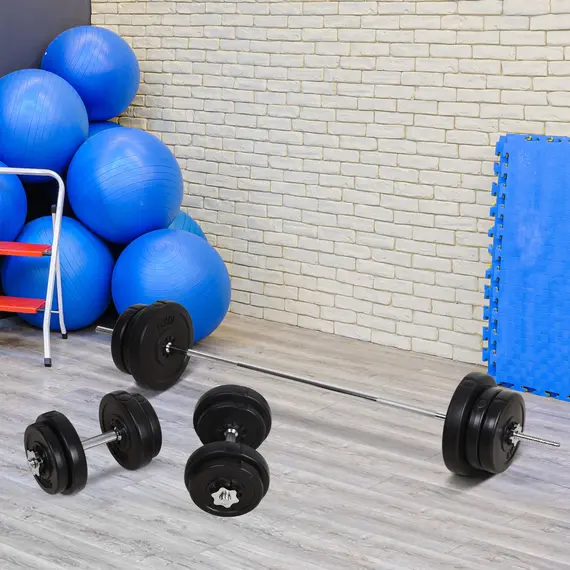 Buy Dumbbell and Barbell Set with 65kg Adjustable Barbell Weights Set, for Home Gym - Black, 2 image