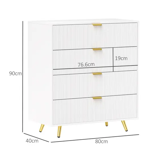 Buy Elegant Four-Drawer Bedside Table - White, 3 image