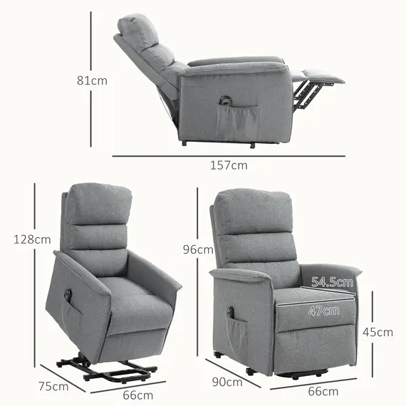 Buy Electric Riser Recline Armchair, with Footrest - Grey, 3 image