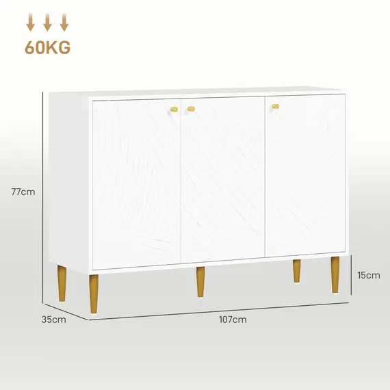 Buy Elegant Two-Cupboard Sideboard - White/Gold-Tone, 3 image