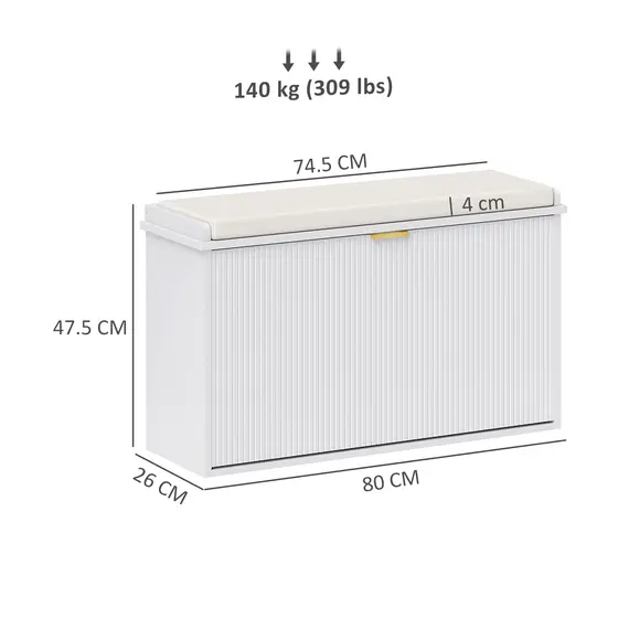 Buy Elegant Eight Shoe Bench, with Top Seat - White, 3 image