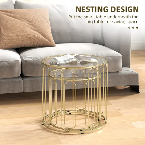 Buy Elliptical Cut-Out Nesting Tables - Gold-Tone, 4 image