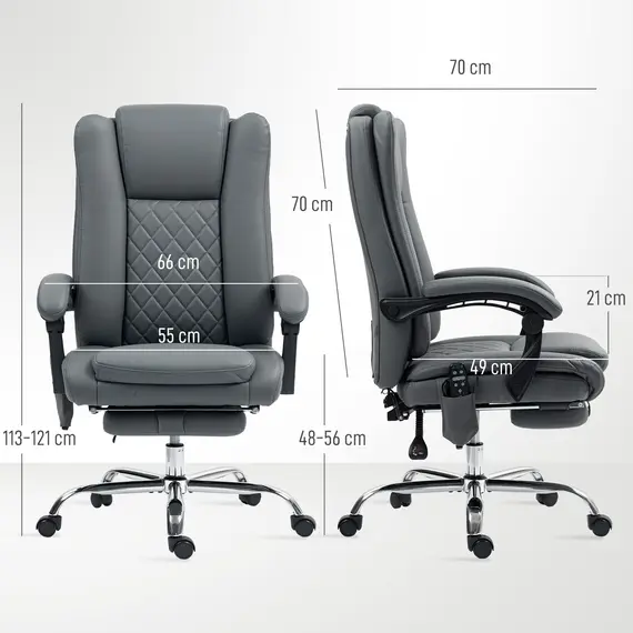 Buy Executive Office Chair with 6-point Massage and Heat - Light Grey, 3 image