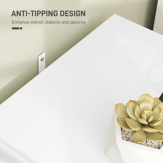 Buy Elegant Two-Drawer Bedside Table - White, 7 image