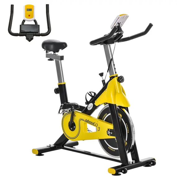 Buy Exercise Bike, with 6kg Flywheel Belt Drive, Adjustable Resistance, LCD Display - Yellow