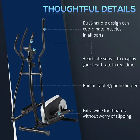 Buy Elliptical Cross Trainer, Home Cardio Workout Machine with Eight Level Magnetic Resistance, LCD Monitor, Heart Rate Sensor, Two Wheels, 4 image