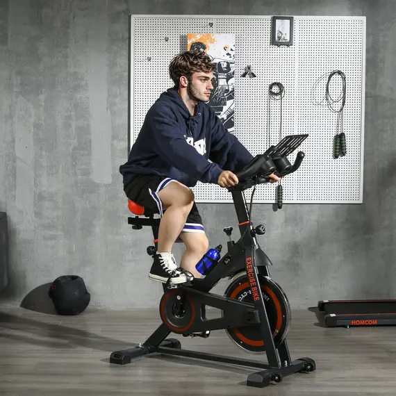 Buy Exercise Bike, 8kg Flywheel Stationary Bike Indoor Cycling Machine with Adjustable Resistance Seat Handlebar, Black, 2 image