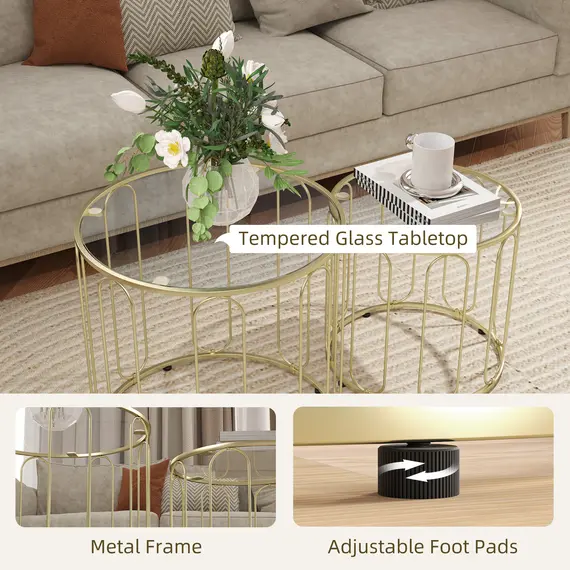 Buy Elliptical Cut-Out Nesting Tables - Gold-Tone, 6 image