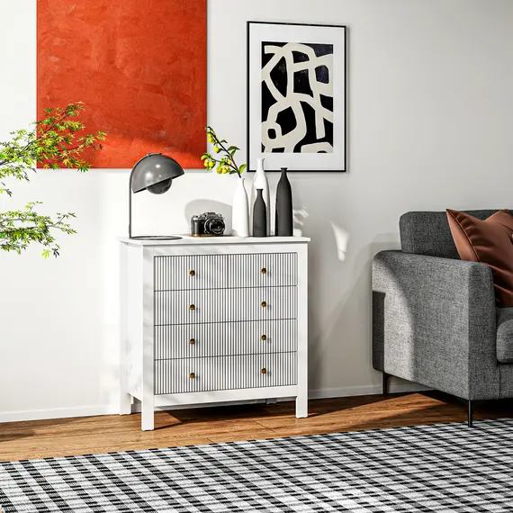Buy Elegant Chest of Five Drawers - White, 8 image