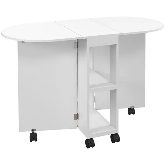 Buy Four-Person Drop Leaf Dining Table with Wheels - White