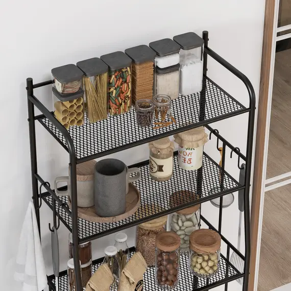 Buy Five-Tier Steel Frame Kitchen Shelving Unit - Black, 8 image