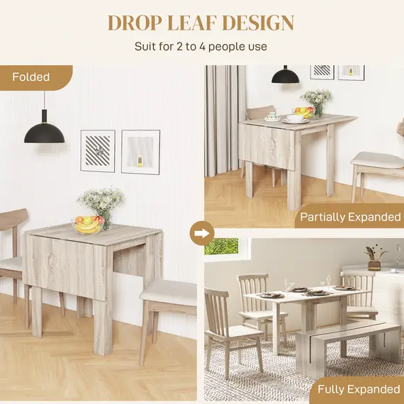 Buy Four-Seater Drop Leaf Dining Table - Wood Effect, 4 image