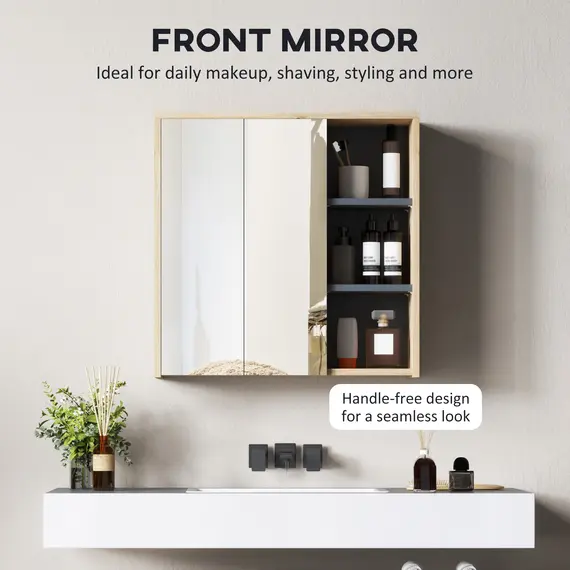 Buy Five-Shelf Mirrored Bathroom Cabinet - Wood-Effect, 5 image