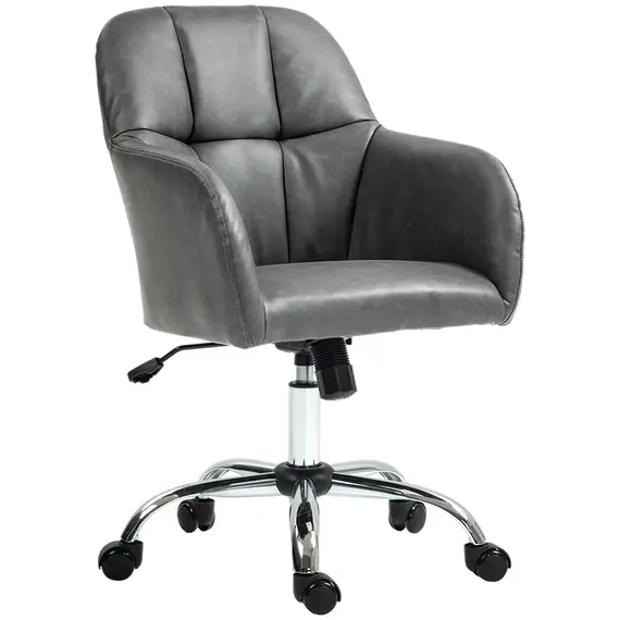 Buy Faux Leather Tub Office Chair, with Wheels - Grey