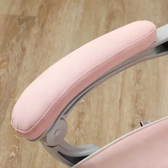 Buy Faux Leather Reclining Gaming Chair, with Footrest - Pink/White, 8 image
