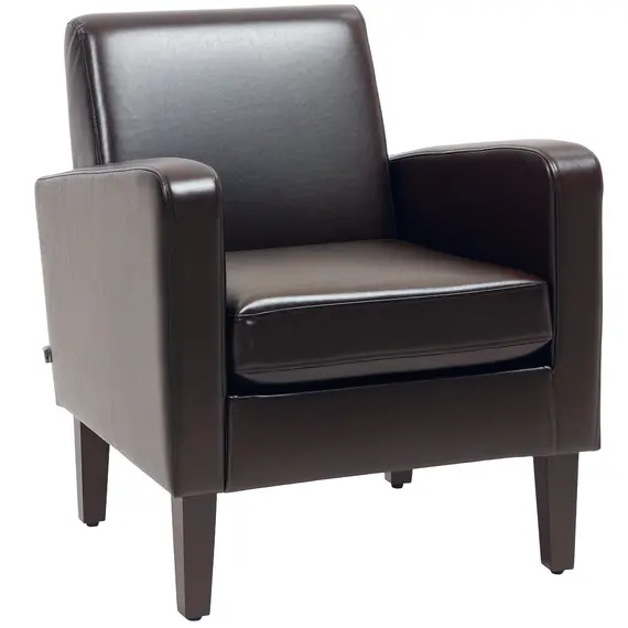 Buy Faux Leather Simple Armchair - Brown