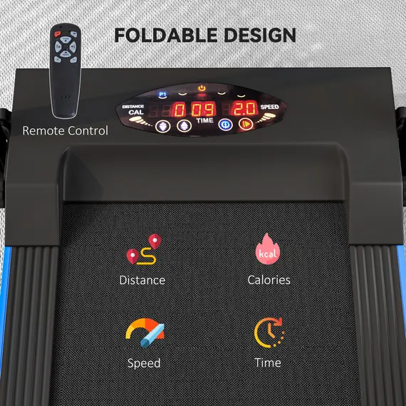 Buy Folding Motorised Home Treadmill Walking Machine with LCD Monitor, Blue, 6 image