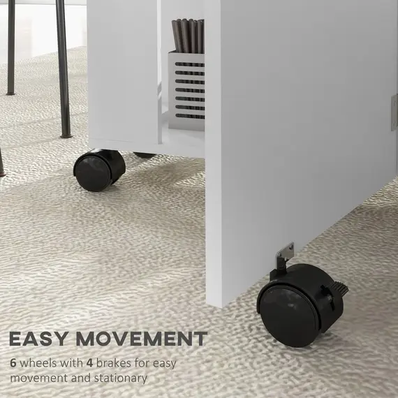 Buy Four-Person Drop Leaf Dining Table with Wheels - White, 6 image