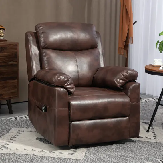 Buy Faux Leather 70° Electric Riser Recliner Chair, Dark Brown, 8 image