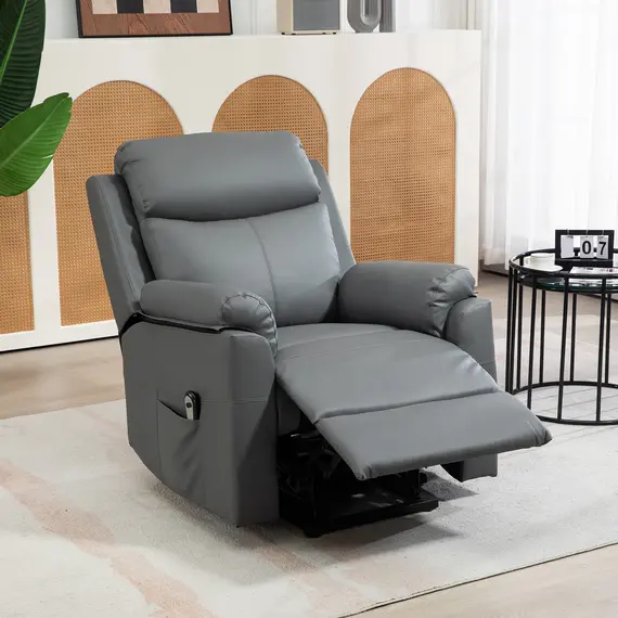 Buy Faux Leather 70° Electric Riser Recliner Chair, Charcoal Grey, 8 image
