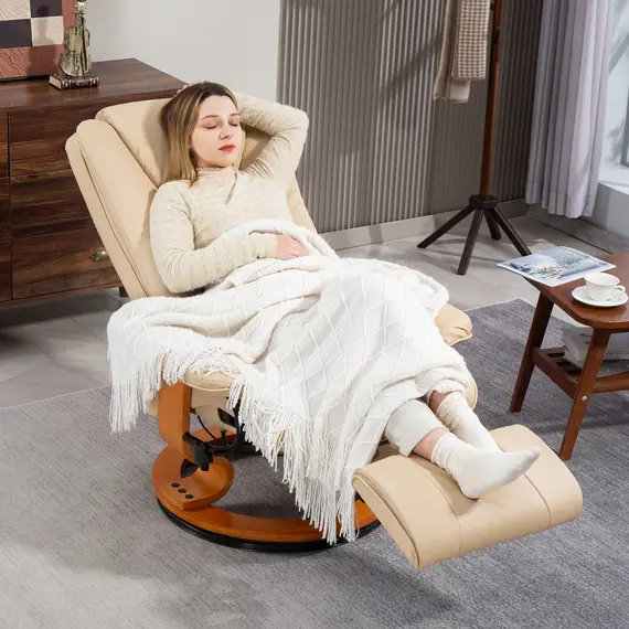 Buy Faux Leather Recliner Chair - Beige, 2 image