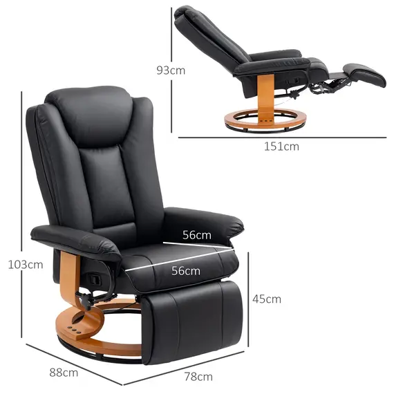 Buy Faux Leather Recliner Chair - Black, 3 image