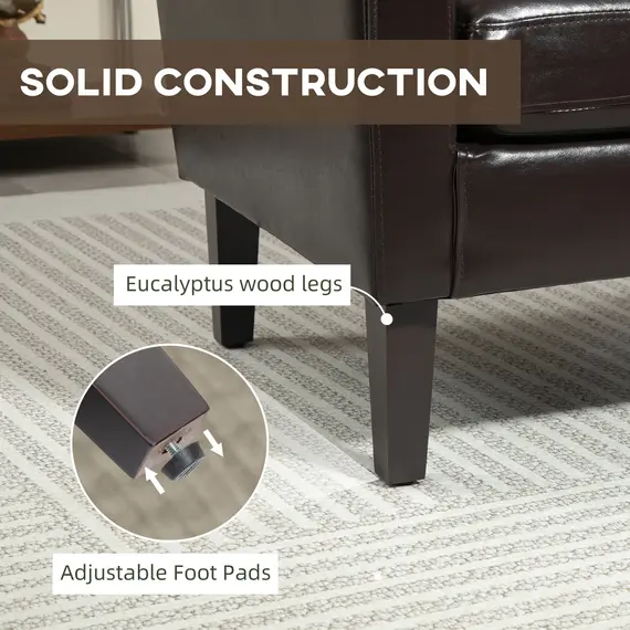 Buy Faux Leather Simple Armchair - Brown, 6 image