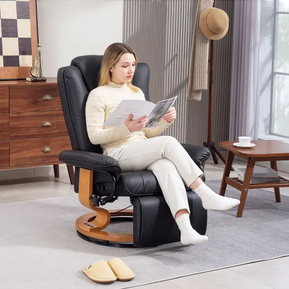 Buy Faux Leather Recliner Chair - Black, 2 image
