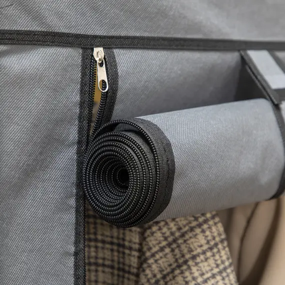 Buy Fabric Wardrobe, with Rails and Shelves - Dark Grey, 8 image