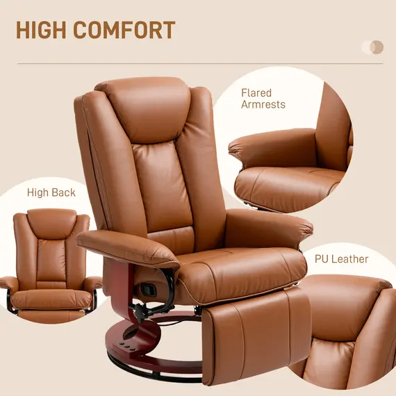 Buy Faux Leather Recliner Chair - Brown, 7 image