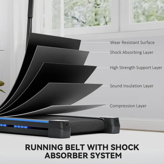 Buy Folding Motorised Home Treadmill Walking Machine with LCD Monitor, Blue, 7 image